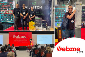 Hilditch Group exhibit at the EBME Expo, with Alex Willis presenting during the conference.