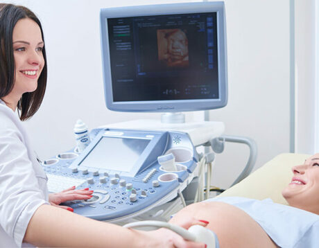 fertility & gynaecology clinic equipment, woman having an ultrasound